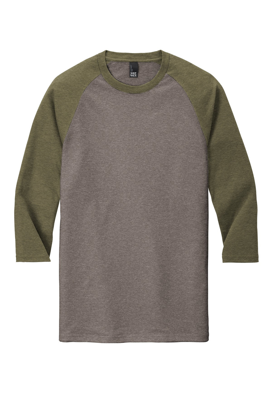 Unisex Perfect Tri 3/4-Sleeve Raglan - Military Green Fr / Gray French