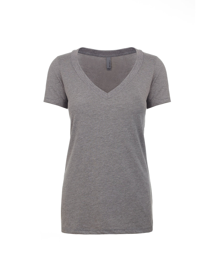 Women's CVC Deep V - Dark Heather Gray