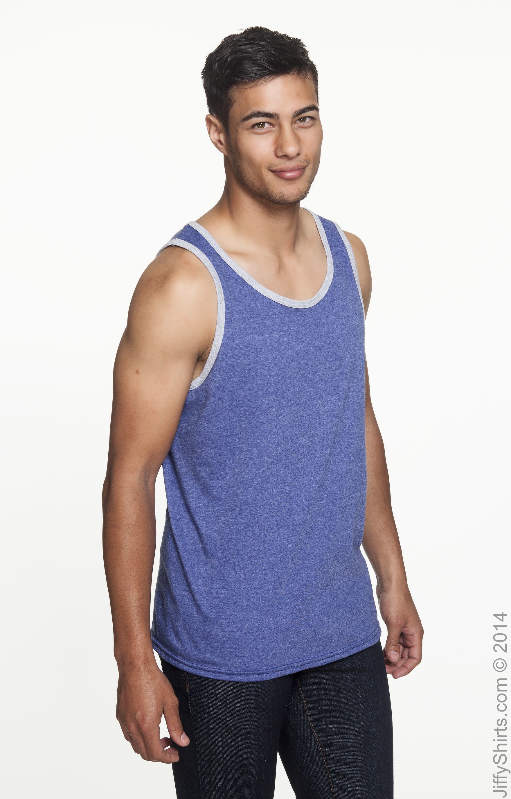 Unisex Lightweight Tank - Heather Blue / Heather Gray