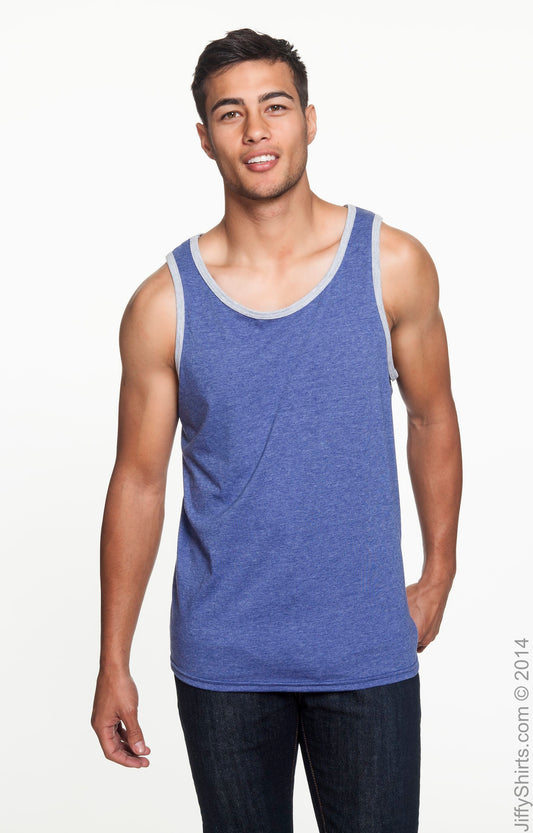 Unisex Lightweight Tank - Heather Blue / Heather Gray