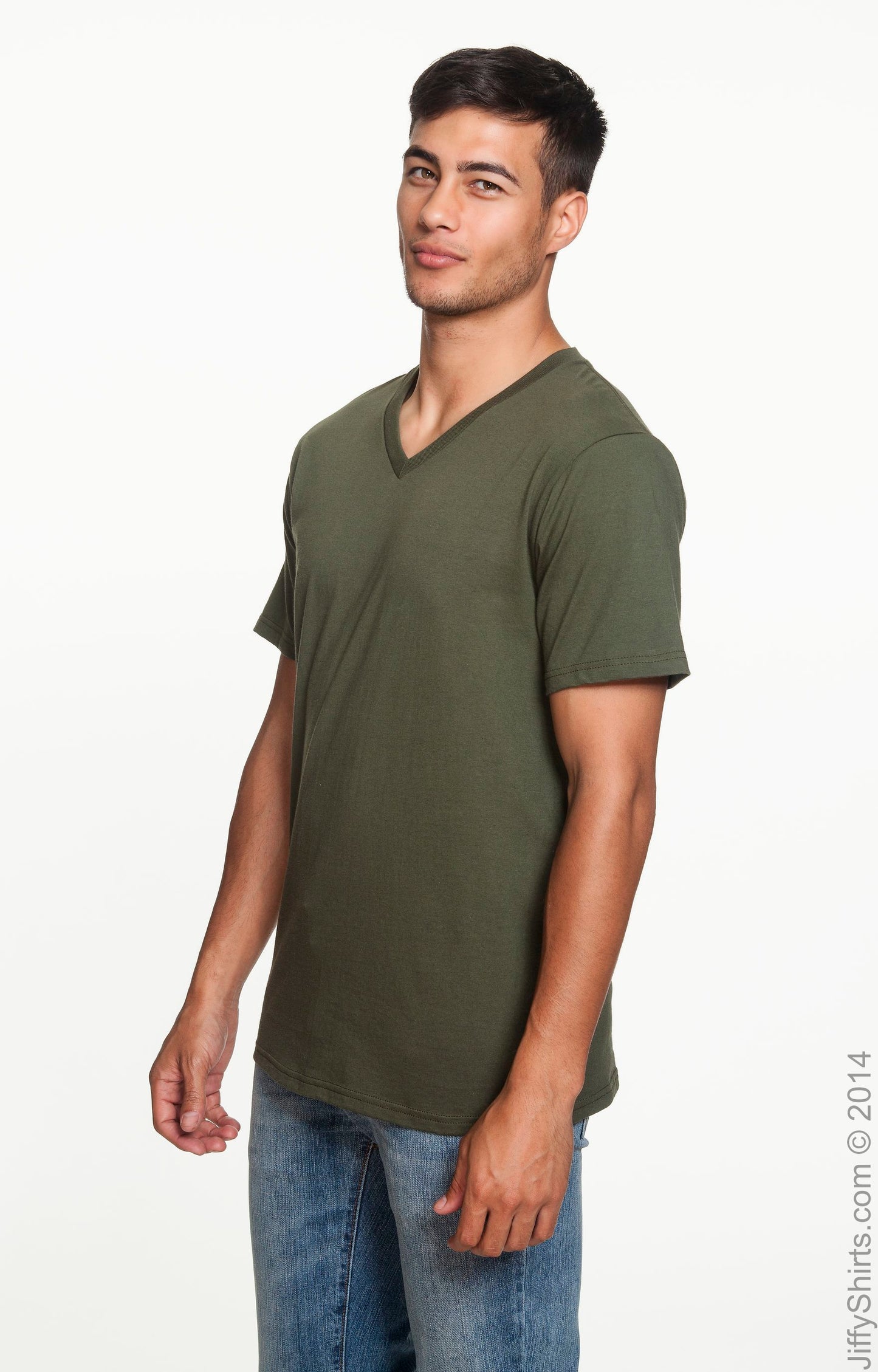 Unisex Lightweight V-Neck T-Shirt - City Green