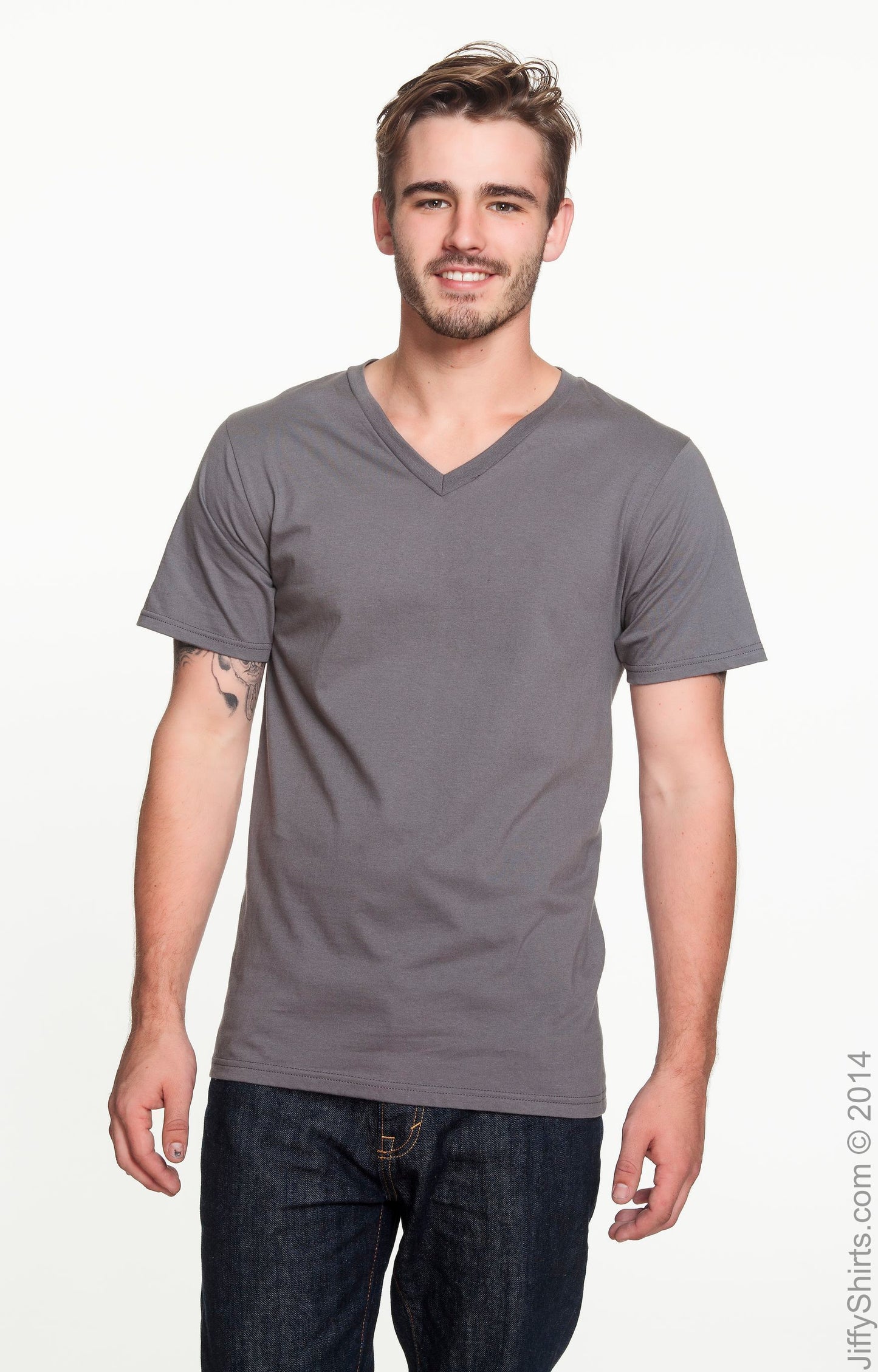 Unisex Lightweight V-Neck T-Shirt - Charcoal