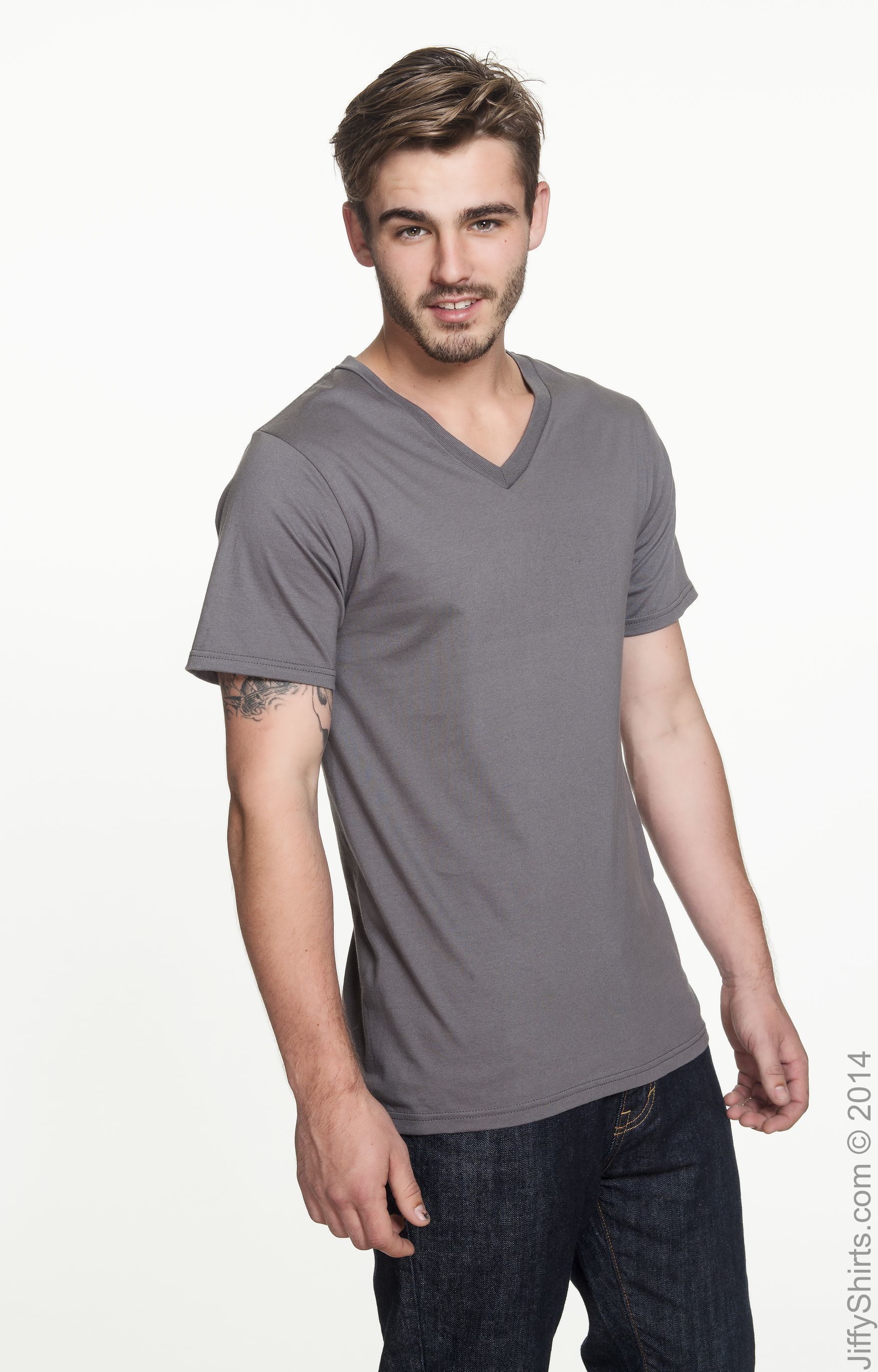 Unisex Lightweight V-Neck T-Shirt - Charcoal