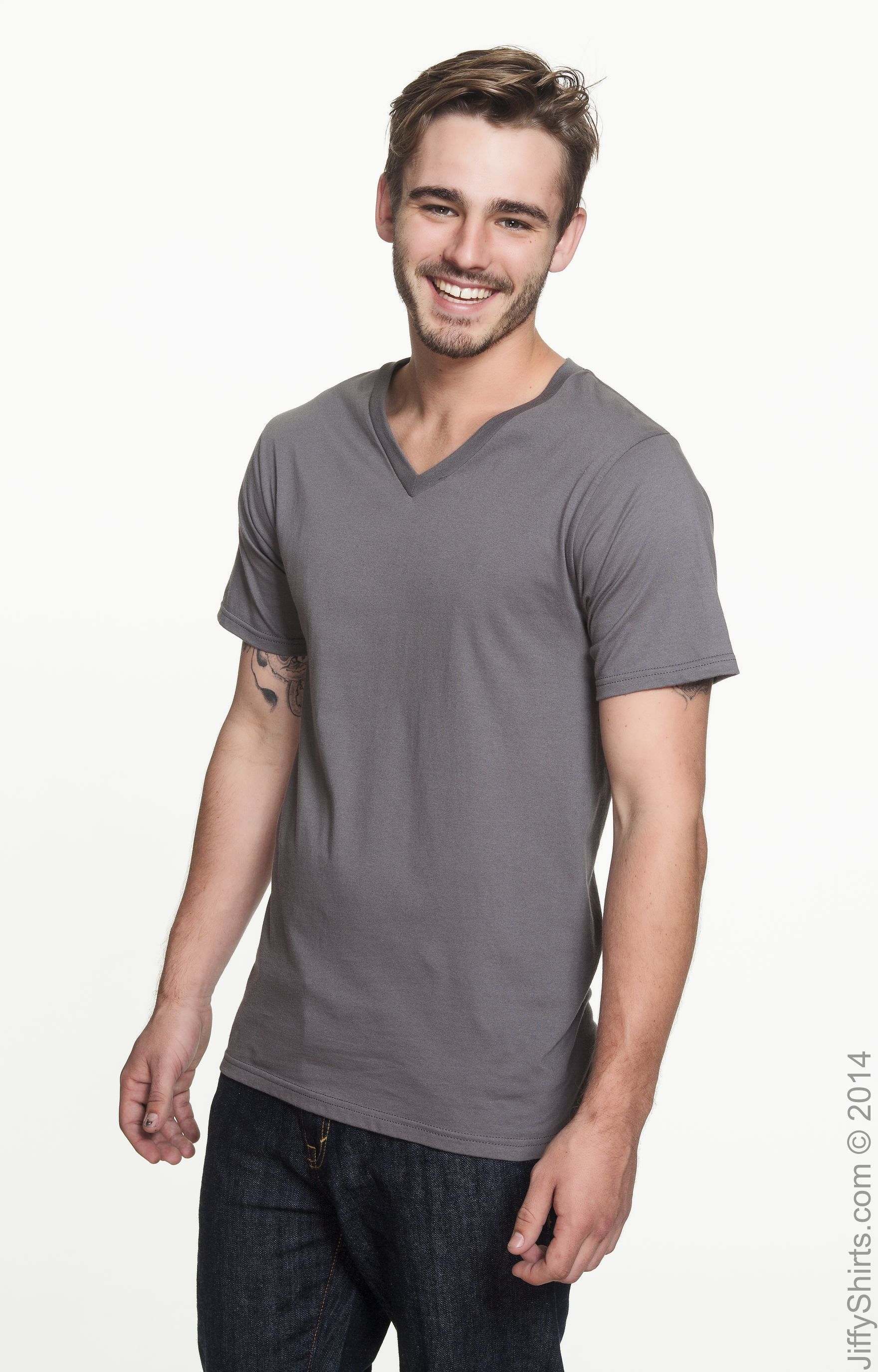 Unisex Lightweight V-Neck T-Shirt - Charcoal