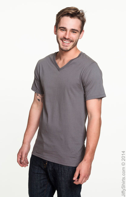 Unisex Lightweight V-Neck T-Shirt - Charcoal