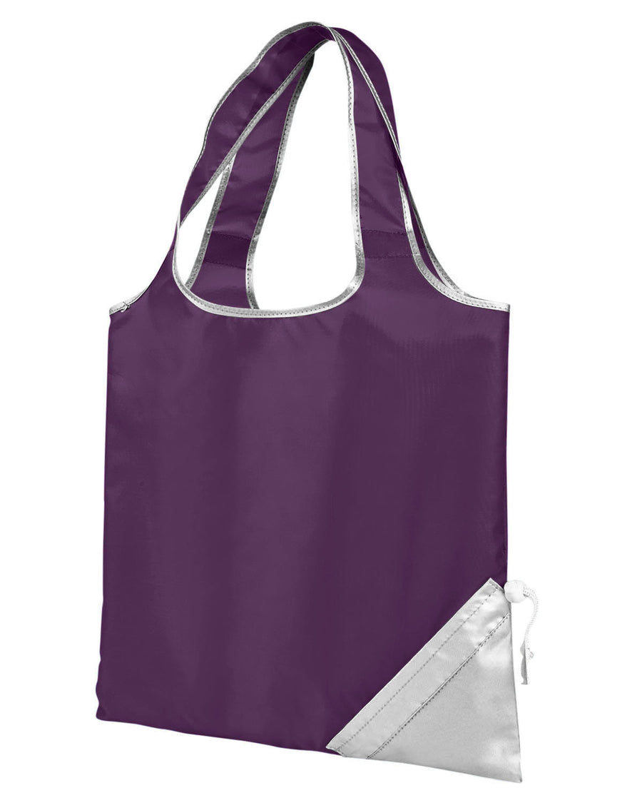 Latitiudes Foldaway Shopper Tote - Plum / Silver