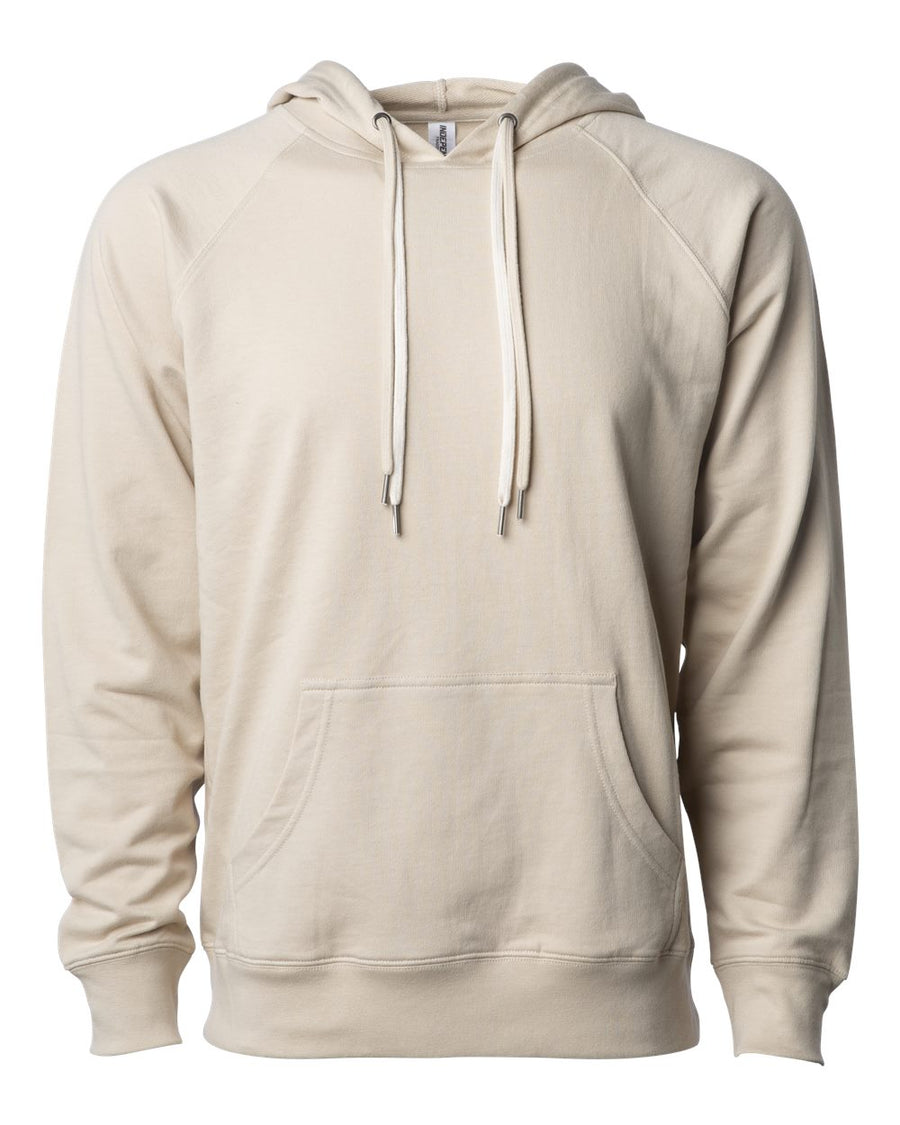 Unisex Lightweight Loopback Terry Hooded Pullover - Sand