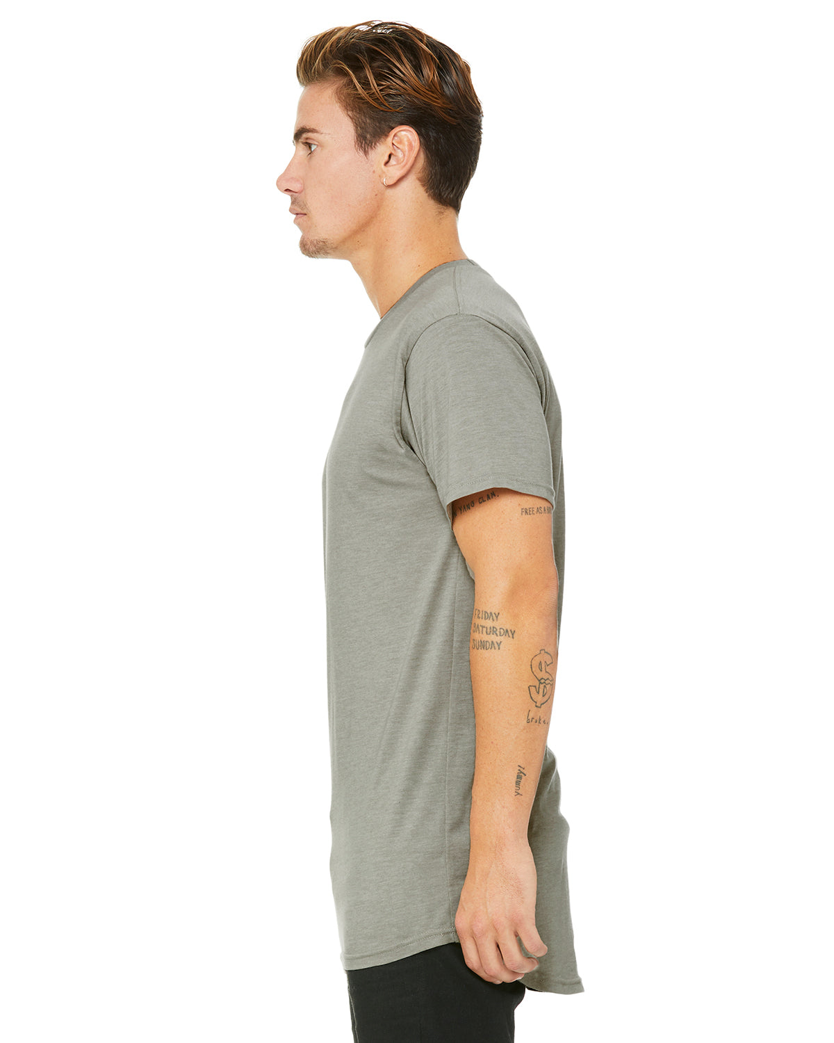 Men's Long Body Urban T-Shirt - Heather Stone
