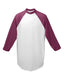 Augusta Sportswear AG4420 - Unisex 3/4-Sleeve Baseball Jersey - White / Maroon
