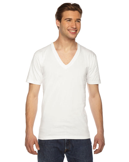 Unisex Fine Jersey Short-Sleeve V-Neck T-Shirt - White