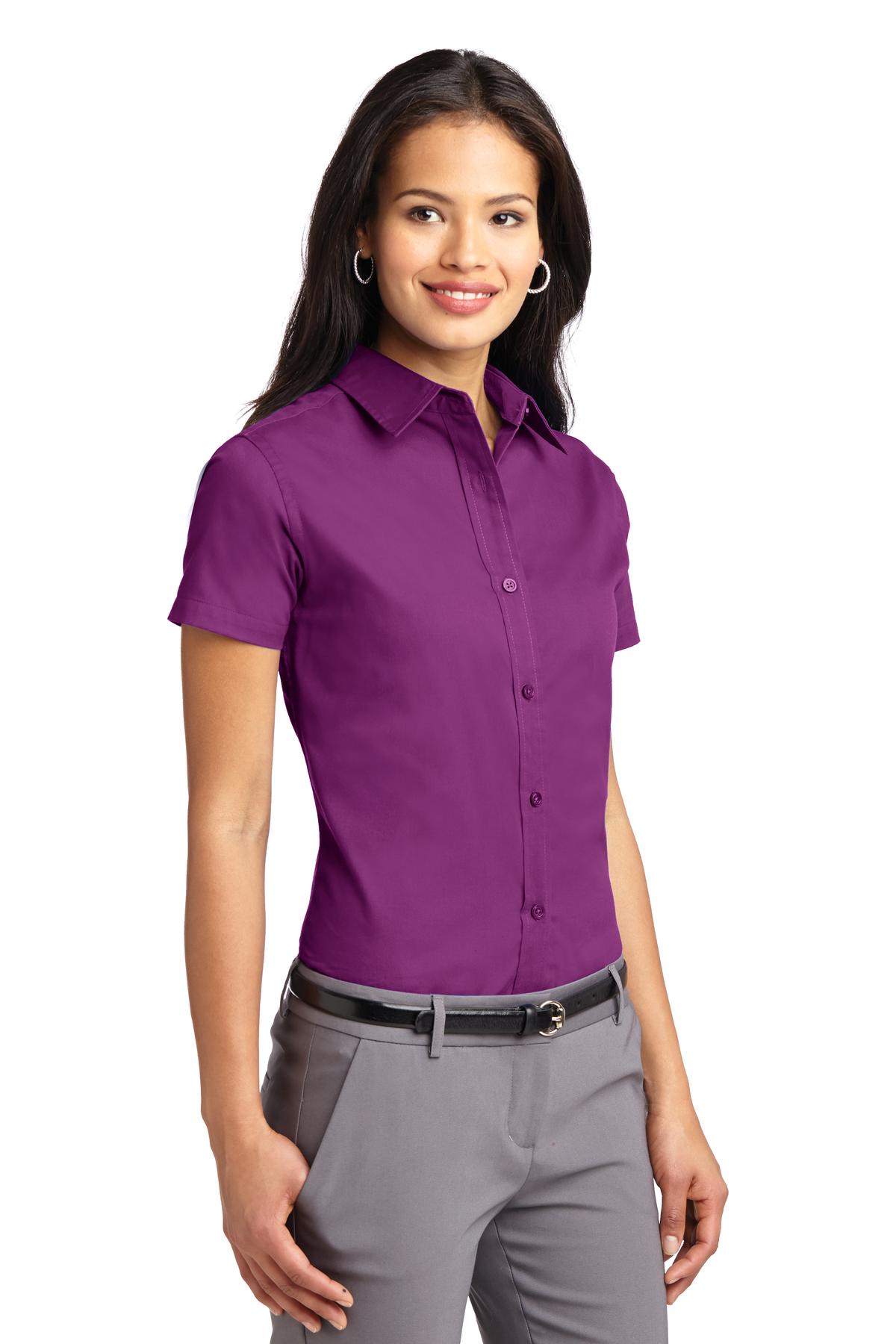 Women's Short Sleeve Easy Care Shirt - Deep Berry