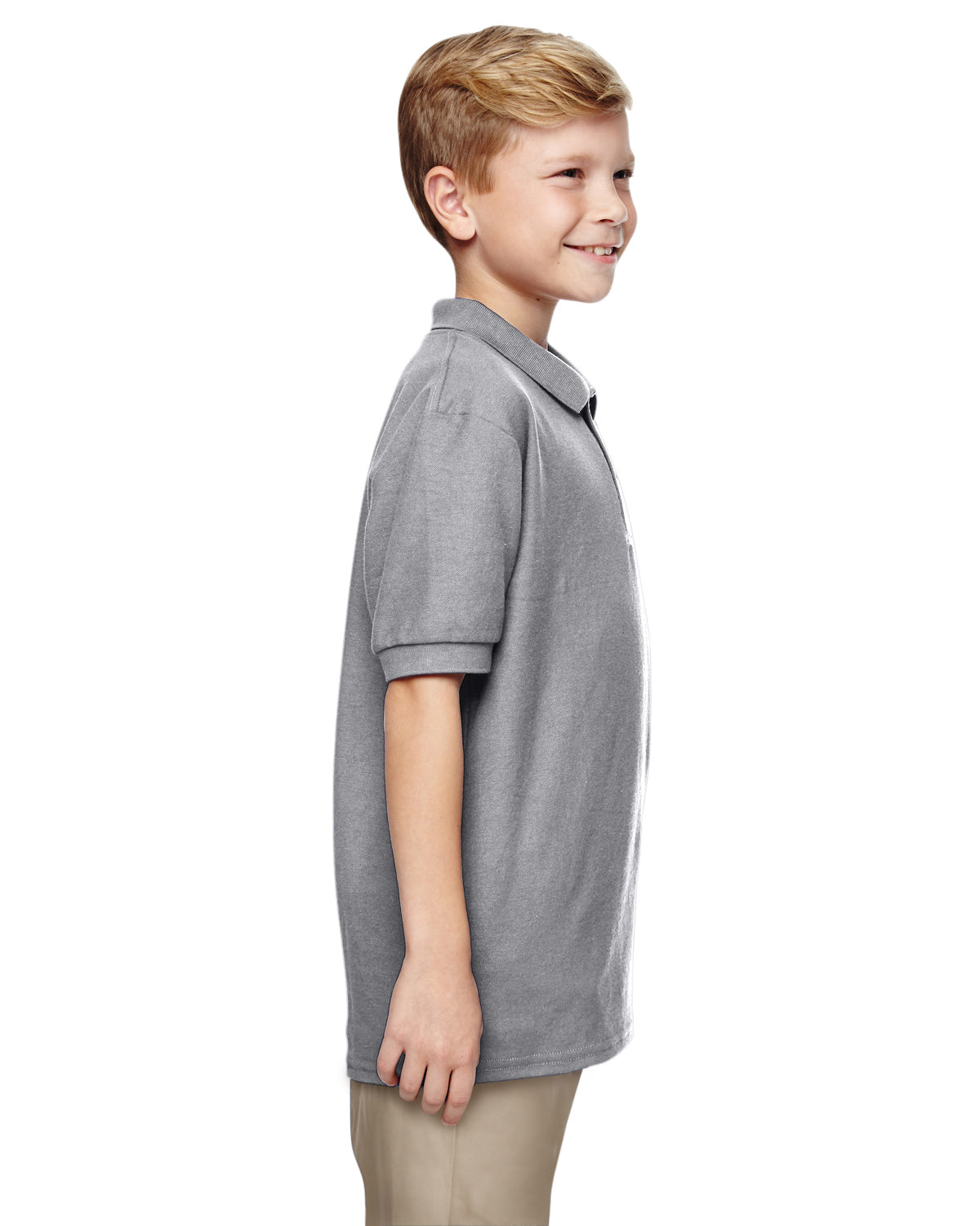 Youth Double Piqué Polo - Sport Gray