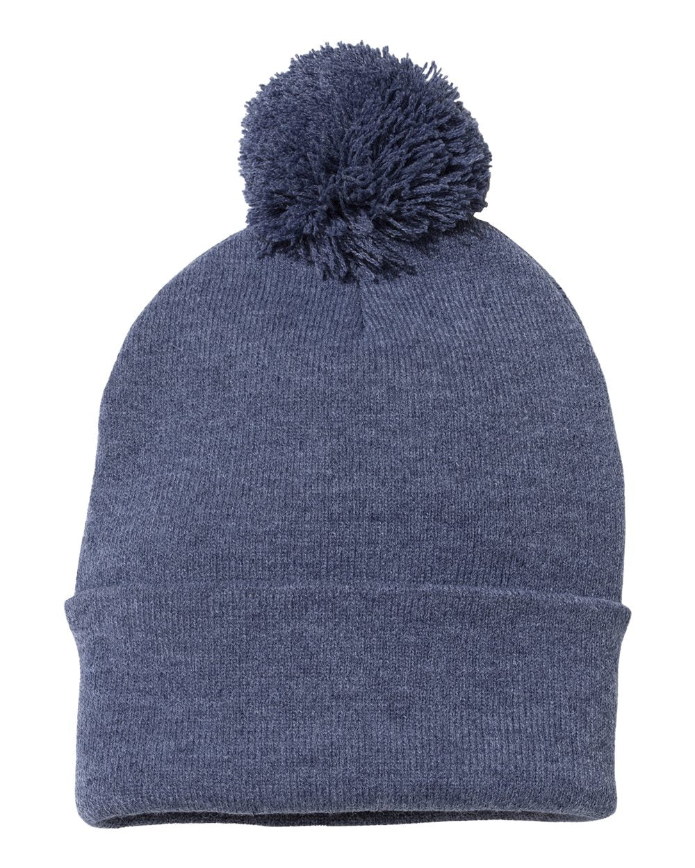 Pom-Pom 12" Knit Beanie - Heather Navy
