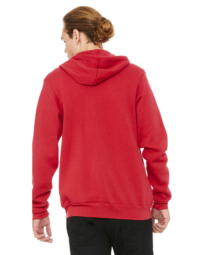 Unisex Poly-Cotton Sponge Fleece Full-Zip Hoodie - Red