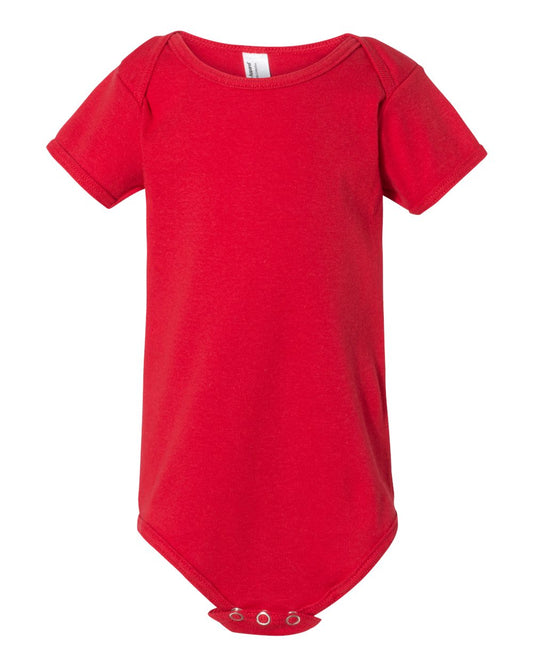 Infant Baby Rib Short-Sleeve One-Piece - Red