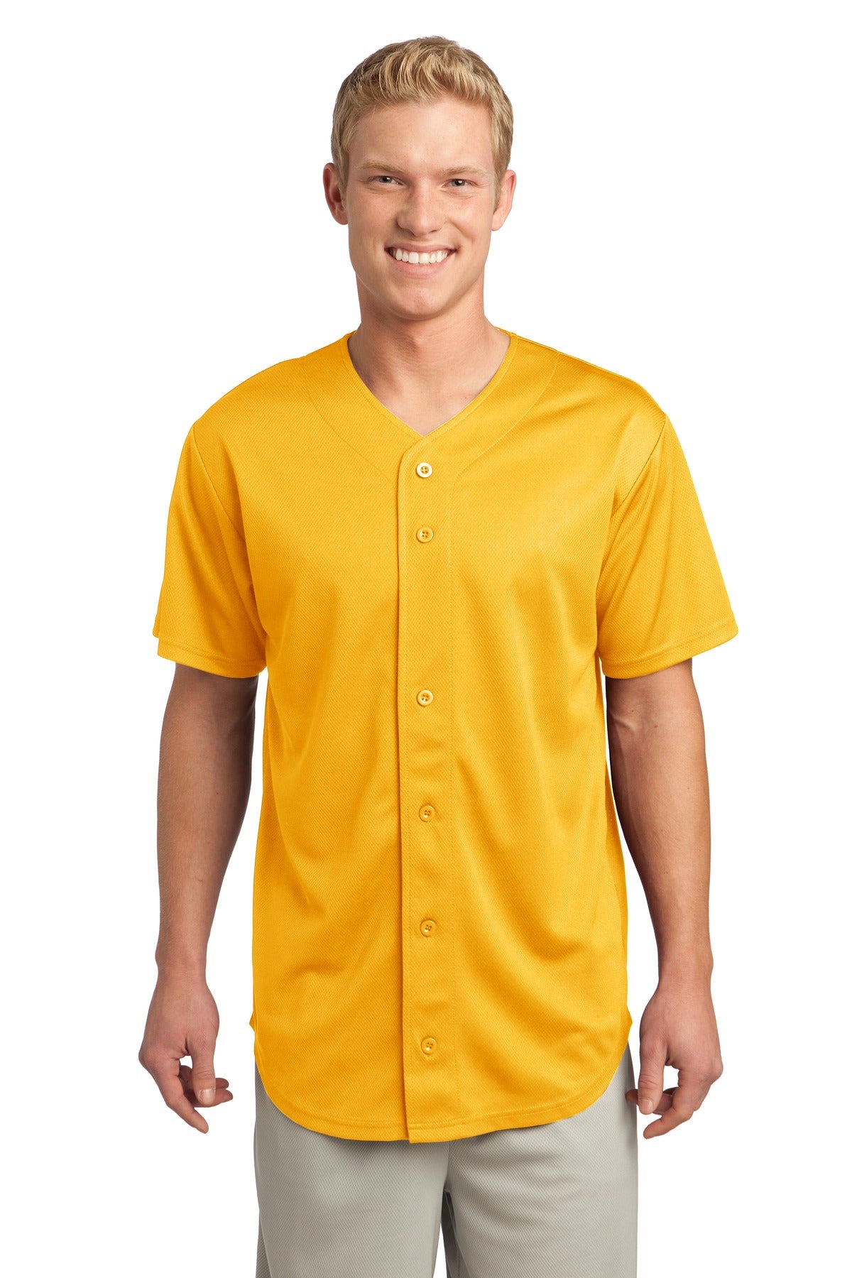 Unisex PosiCharge Tough Mesh Full-Button Jersey - Gold
