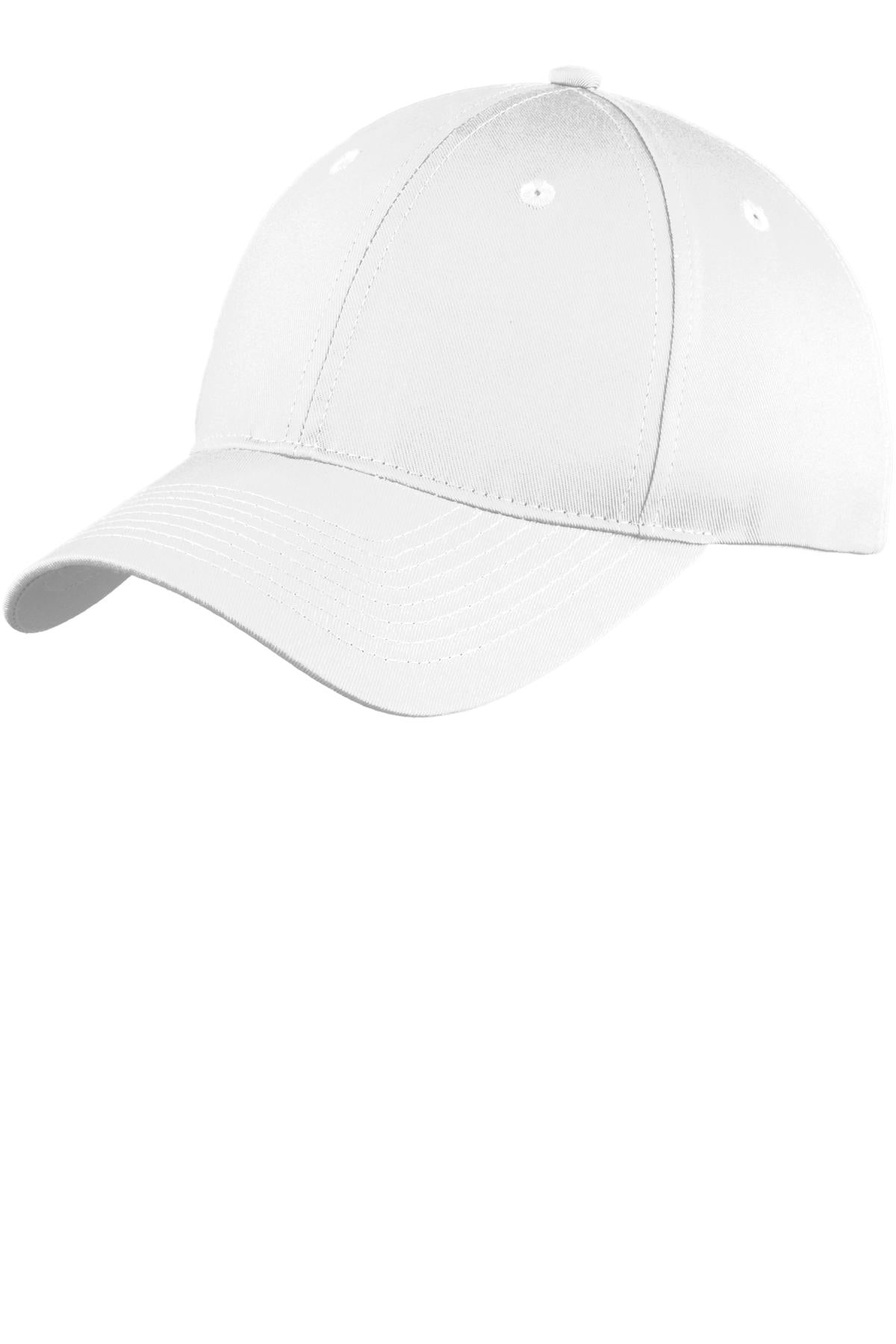 Youth Six-Panel Unstructured Twill Cap - White