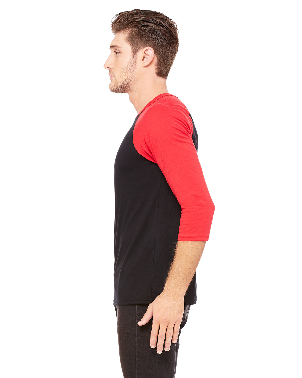 Unisex 3/4-Sleeve Baseball T-Shirt - Black / Red