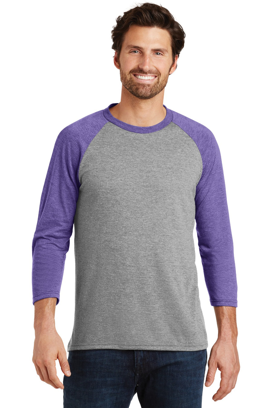 Unisex Perfect Tri 3/4-Sleeve Raglan - Purple Fr / Gray French