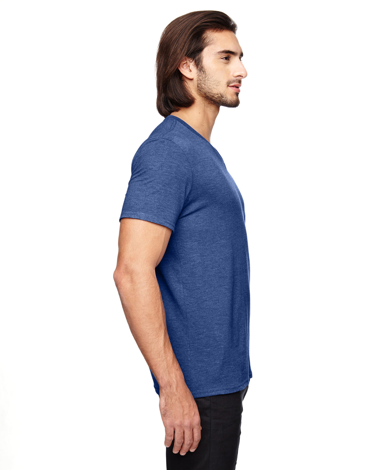 Unisex Triblend V-Neck T-Shirt - Heather Blue