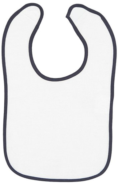 Infant Contrast Trim Terry Bib - White / Navy