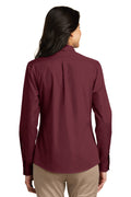 Women's Long Sleeve Carefree Poplin Shirt - Burgundy