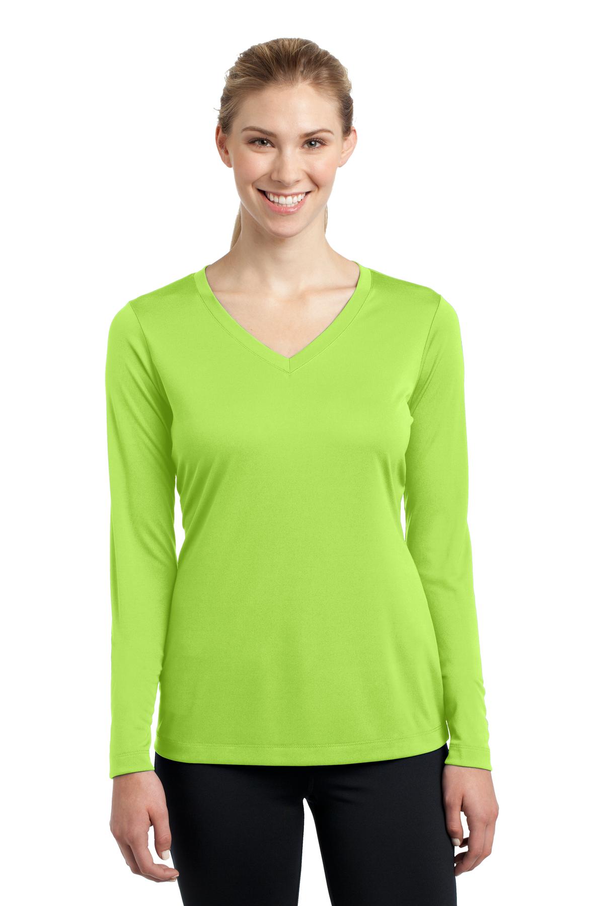 Women's Long Sleeve PosiCharge Competitor V-Neck Tee - Lime Shock