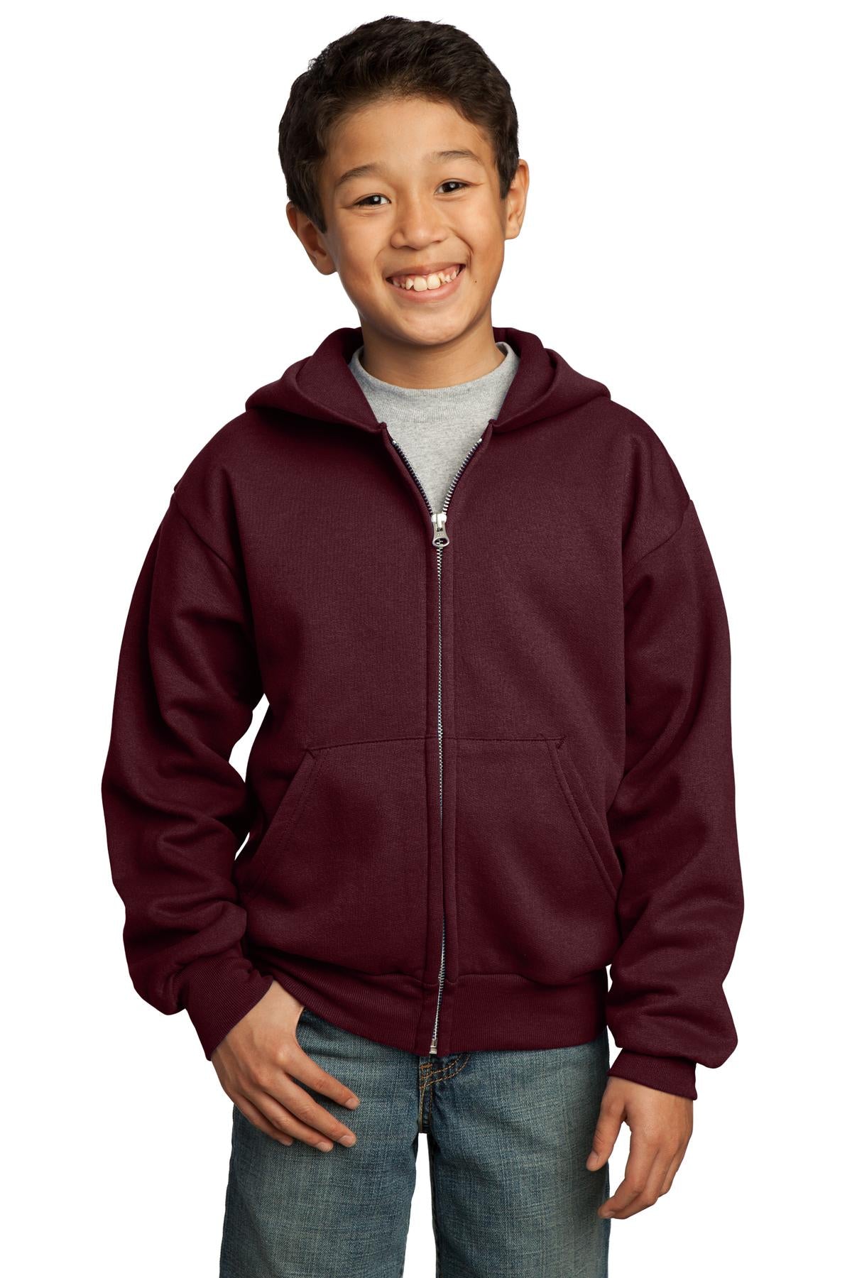 Youth Core Fleece Full-Zip Hoodie - Maroon