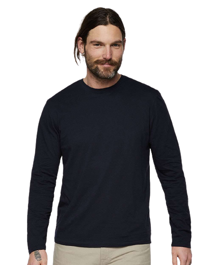 Forward Shoulder Long Sleeve Fine Jersey Tee - Navy / Titanium
