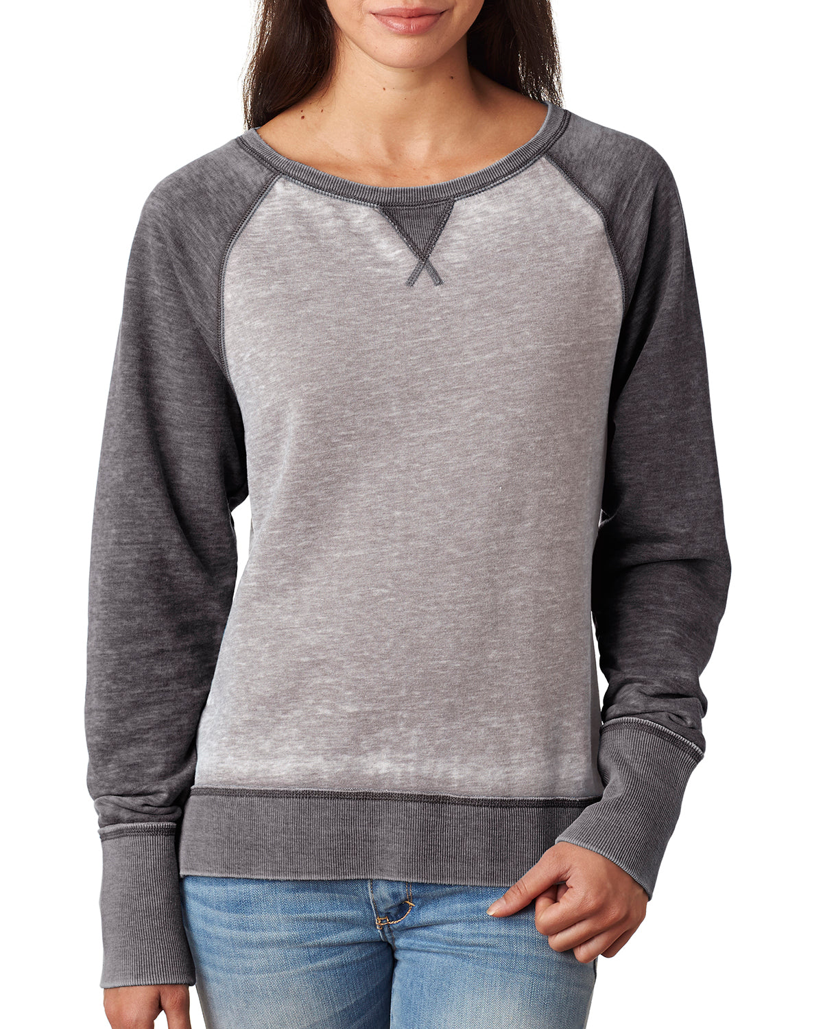 Women's Zen Contrast Crew - Cement / Dark Smoke