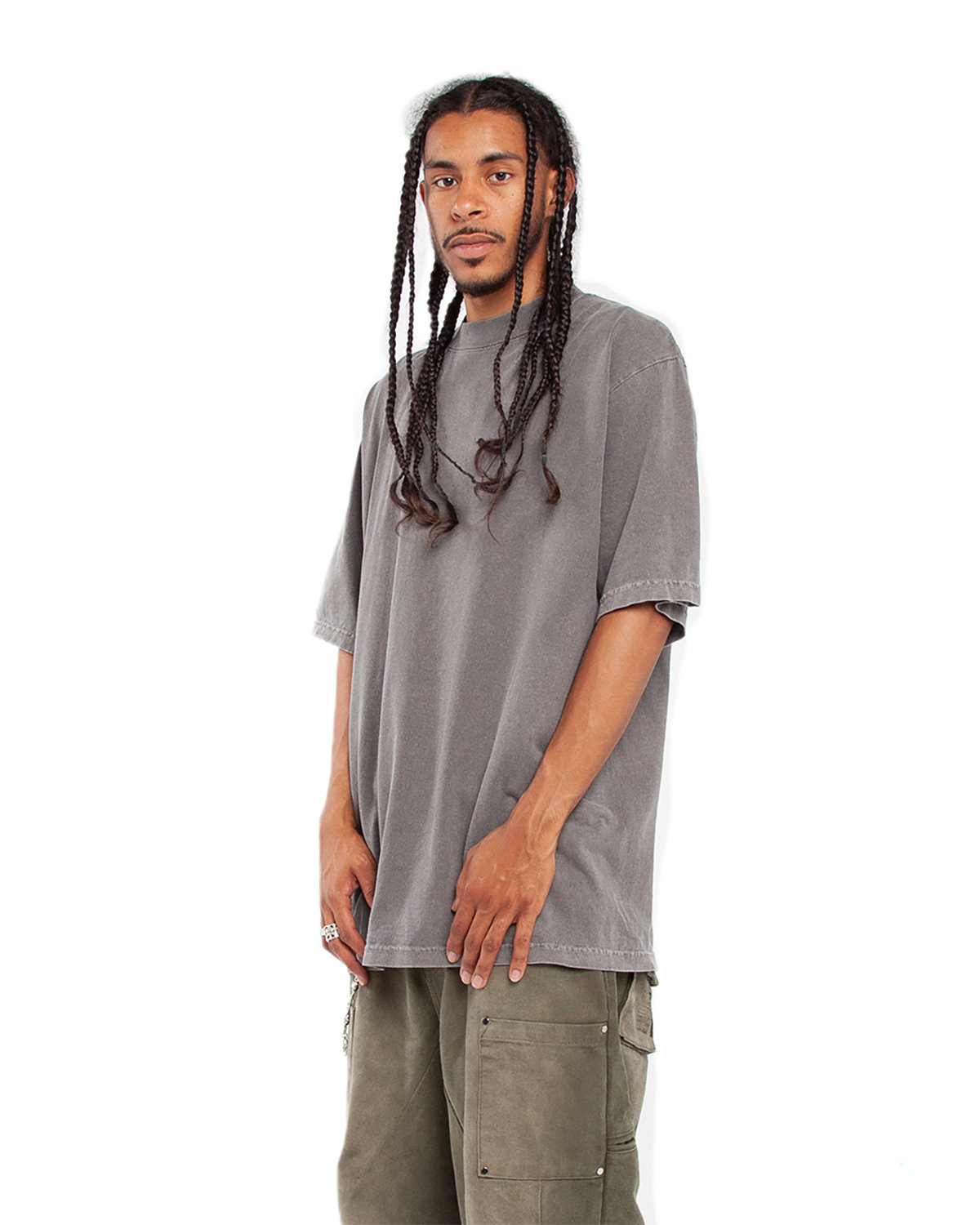 Garment-Dyed Crewneck T-Shirt - Cement