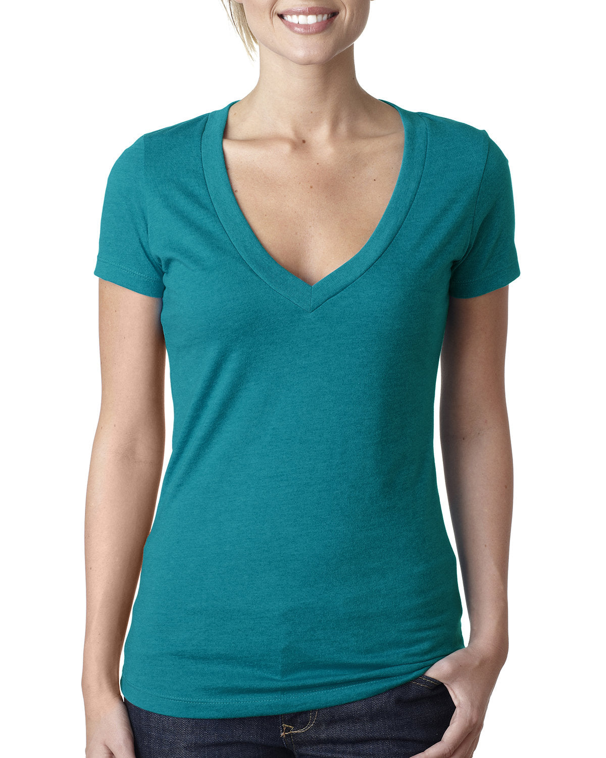 Women's CVC Deep V - Teal