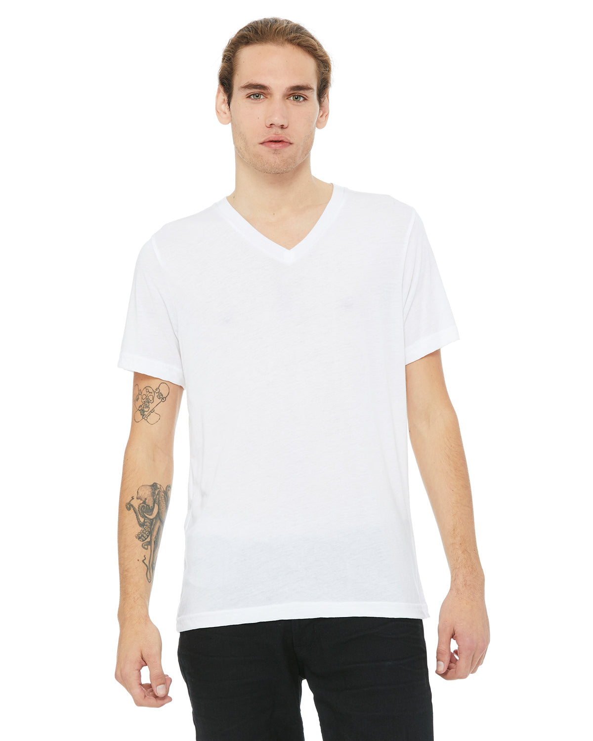 Unisex Triblend V-Neck T-Shirt - Solid White Triblend