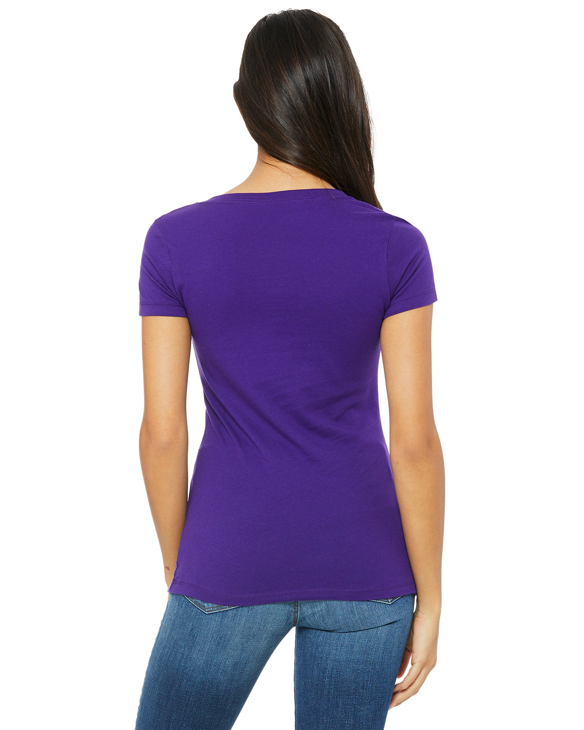 Ladies' Jersey Short-Sleeve Deep V-Neck T-Shirt - Team Purple