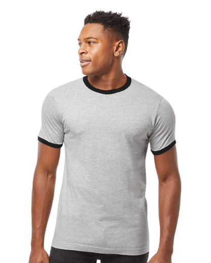 Unisex Fine Jersey Ringer Tee - Heather Grey/ Black