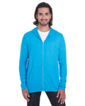 Unisex Triblend Full-Zip Jacket - Heather Caribbean Blue