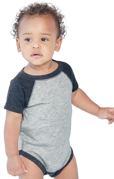 Infant Baseball Bodysuit - Vintage Heather / Vintage Navy