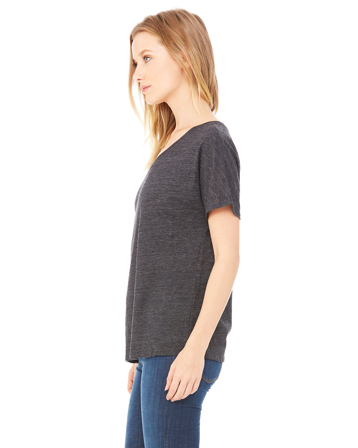 Women's Slouchy T-Shirt - Black Slub