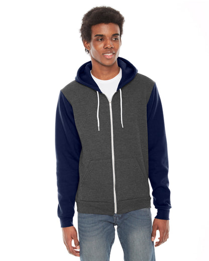 Unisex Flex Fleece Zip Hoodie - Dark Heather Gray / Navy