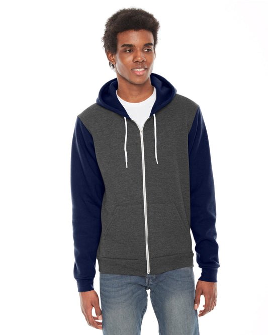 Unisex Flex Fleece Zip Hoodie - Dark Heather Gray / Navy