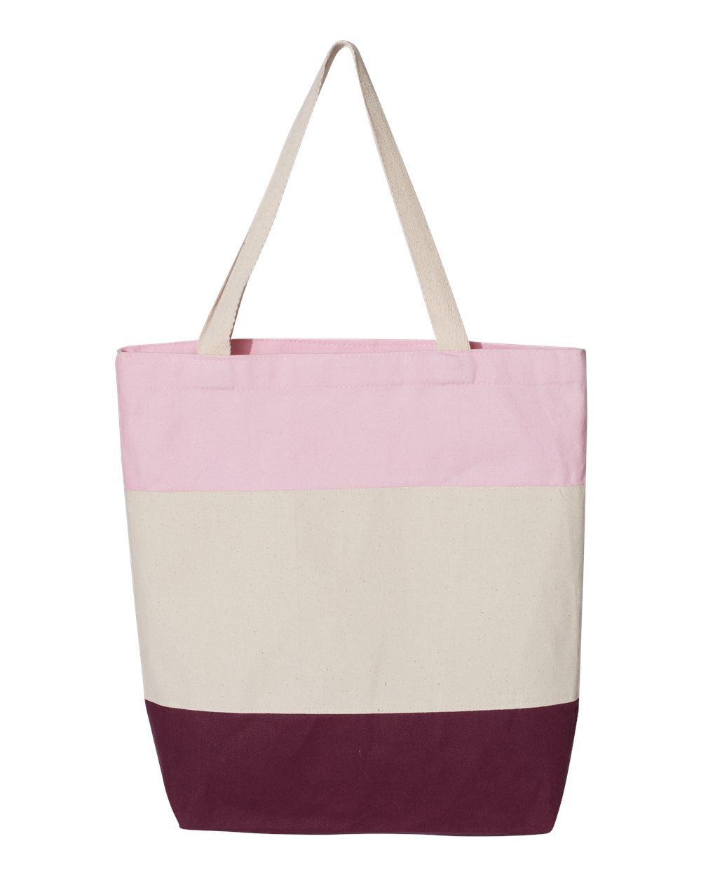 11L Tri-Color Tote - Maroon / Natural / Light Pink