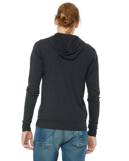 Unisex Triblend Full-Zip Lightweight Hoodie - Charcoal Triblend