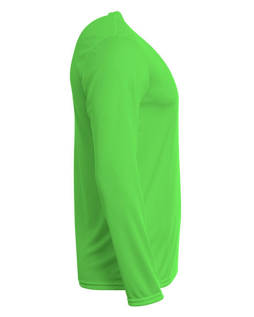 Youth Long Sleeve Cooling Performance Crew Shirt - SAFETY GREEN