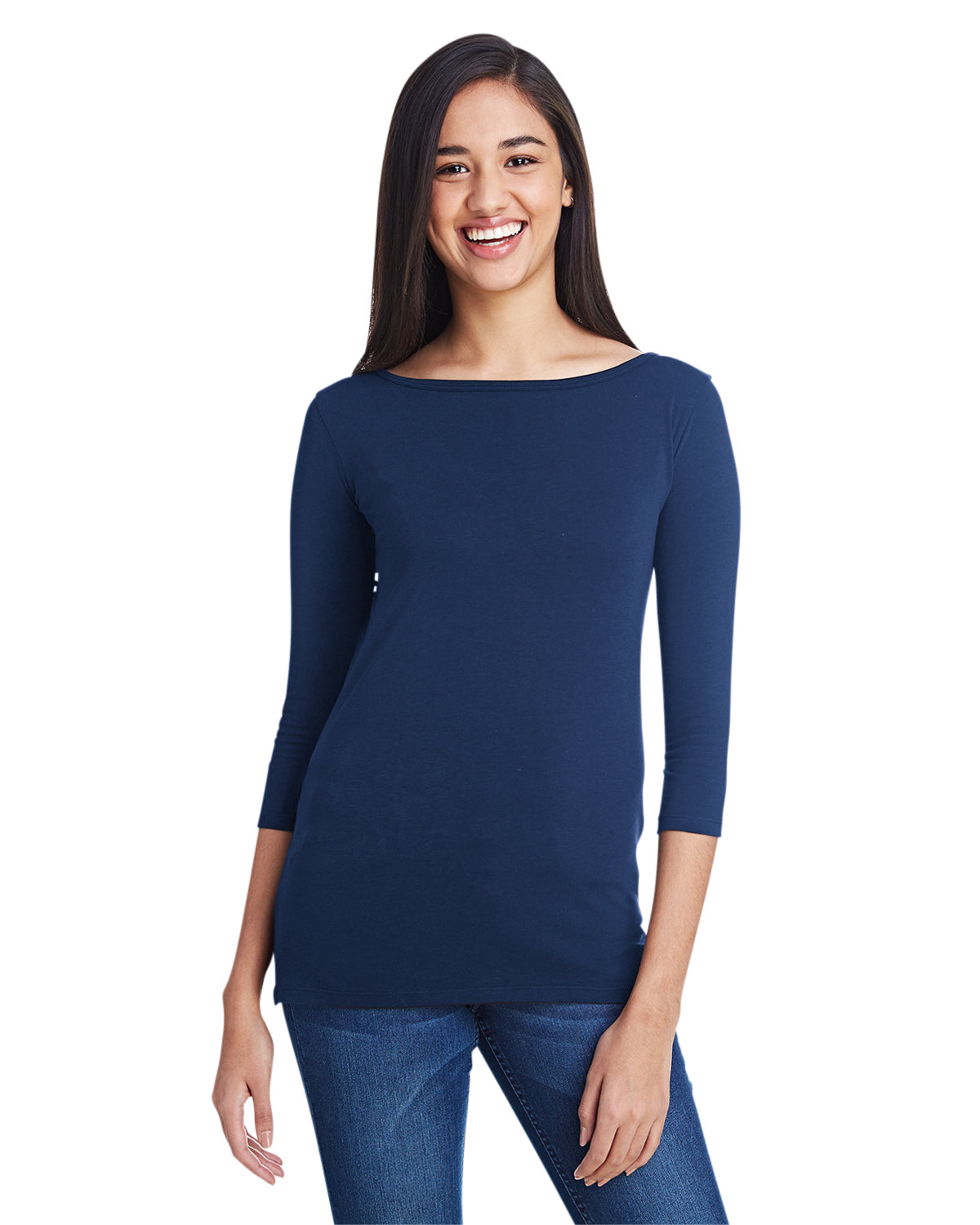 Women's Stretch 3/4 Sleeve T-Shirt - Navy