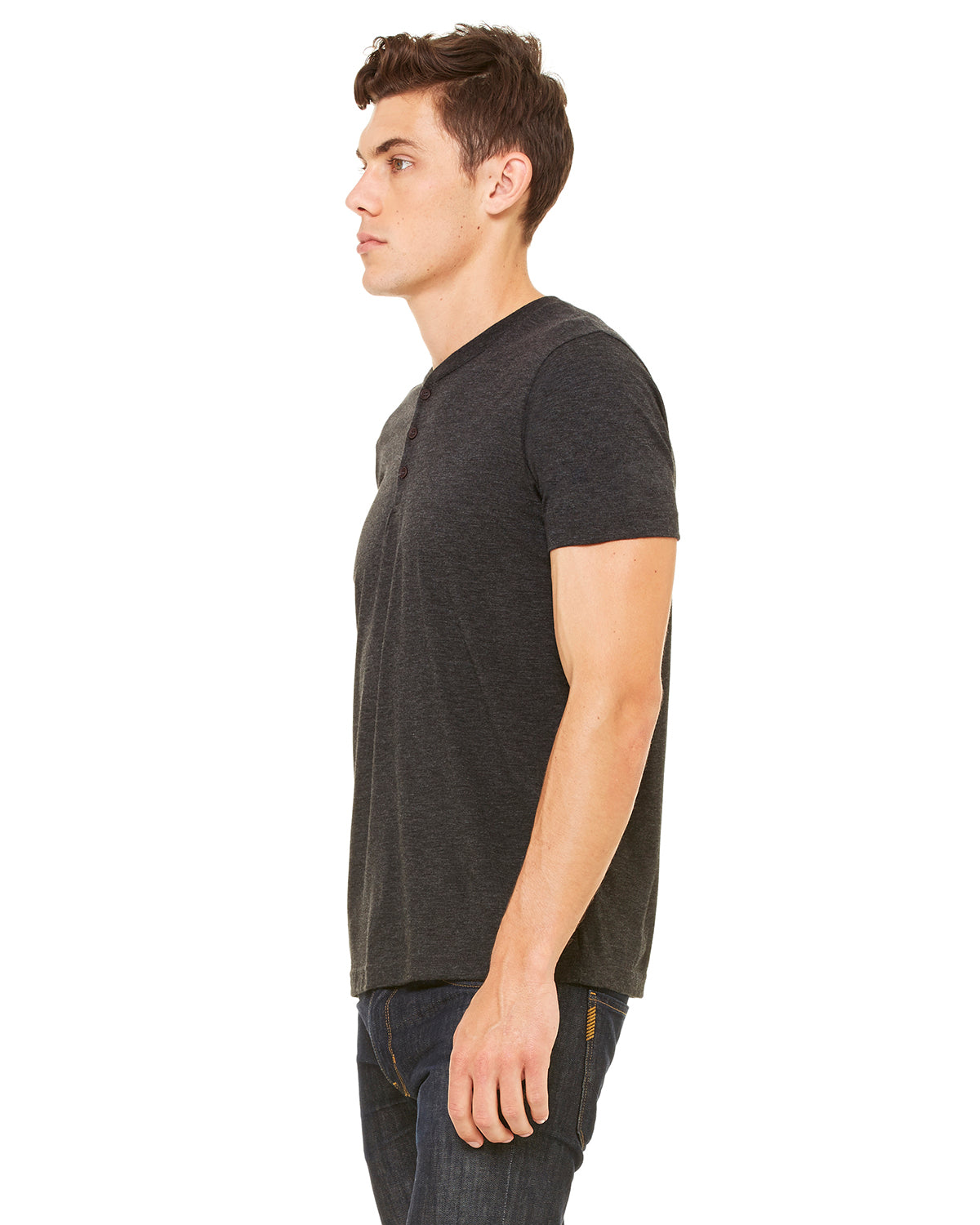 Men's Triblend Short-Sleeve Henley - Charcoal Triblend