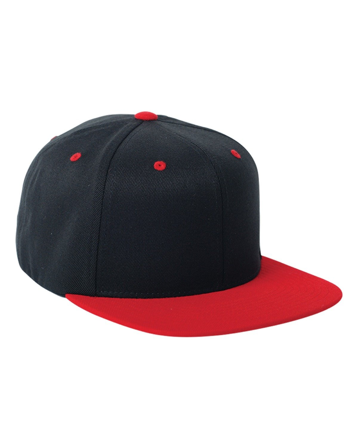 Unisex Wool Blend Snapback Two-Tone Cap - Black / Red
