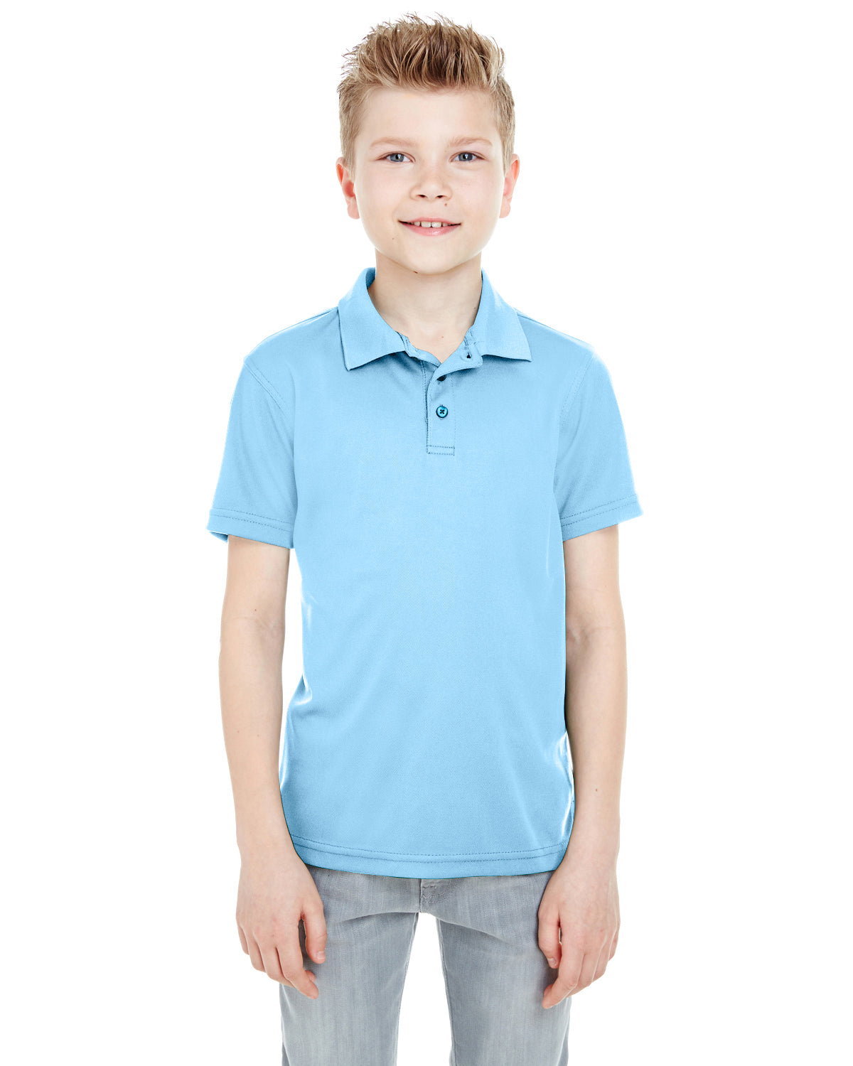 Youth Cool & Dry Mesh Piqué Polo - Columbia Blue
