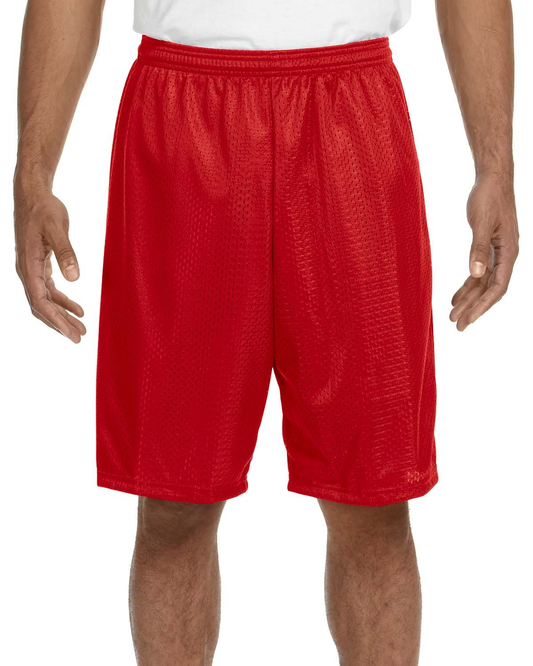 Unisex Nine Inch Inseam Mesh Short - Scarlet
