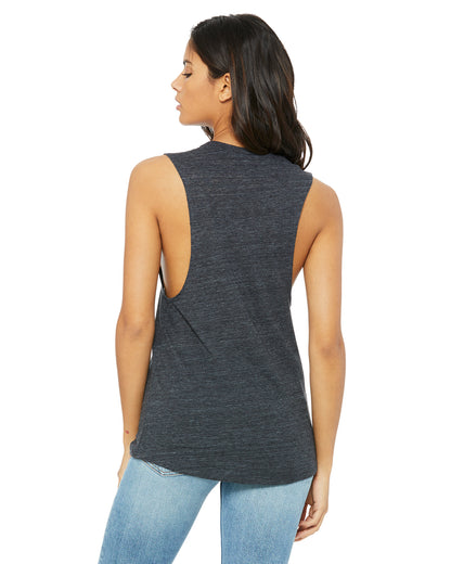 Women's Flowy Scoop Muscle Tank - Charcoal Black Slub