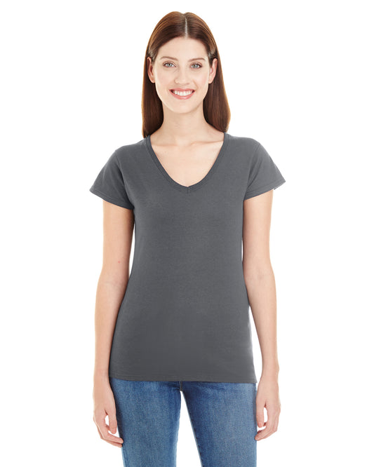 Women's Lightweight Fitted V-Neck T-Shirt - Charcoal